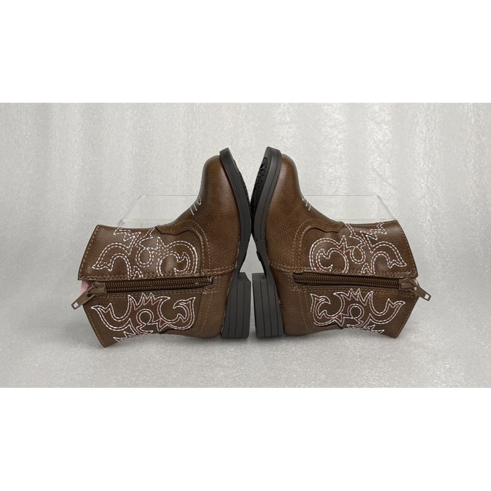 Wonder Nation Brown Zip up Square Toe Cowboy Cowgirl Boots Toddler Girls Size 5 - Picture 15 of 16
